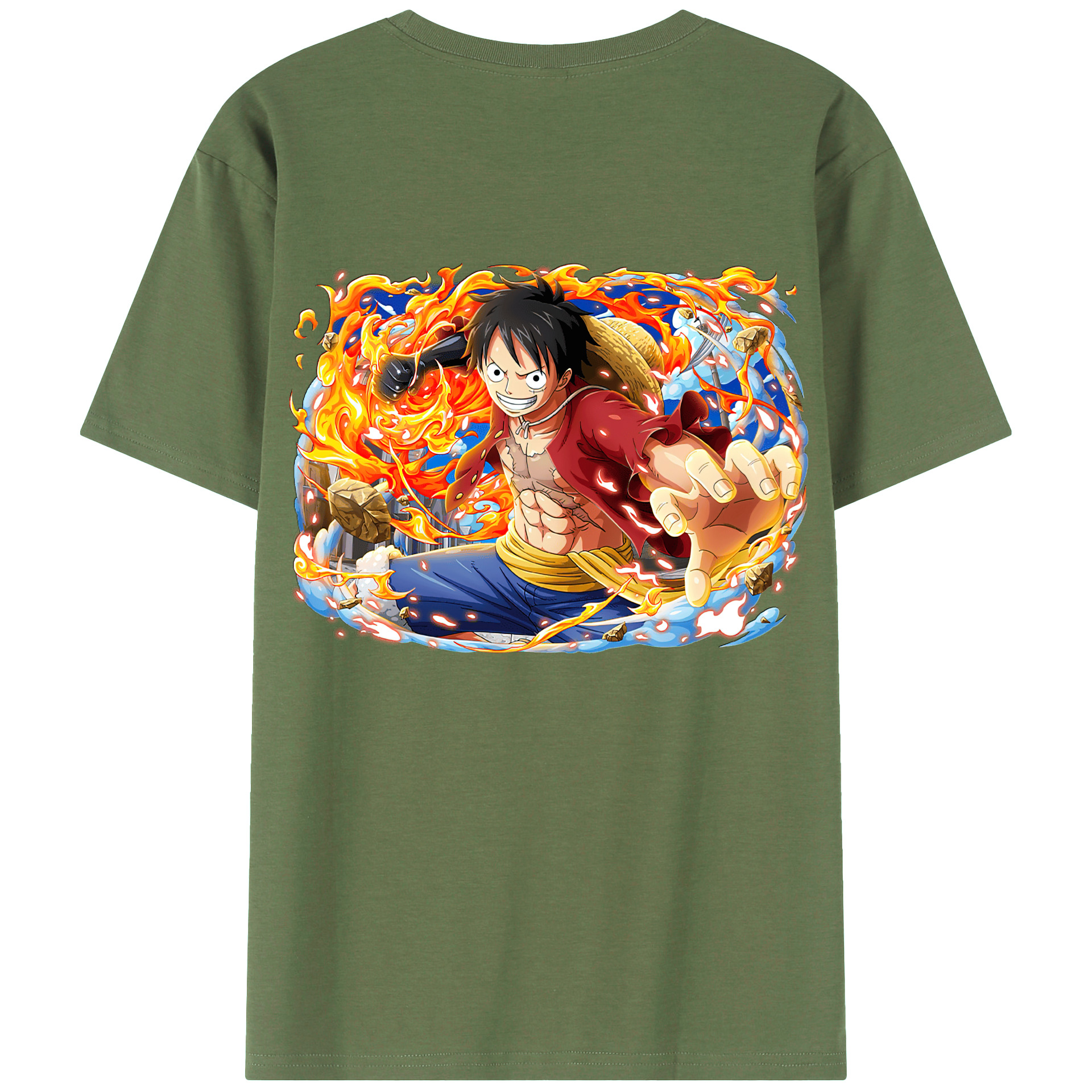 ワンピース モンキー・D・ルフィ ONE PIECE Monkey D. Luffy 綿100％ メンズ半袖Tシャツ（バックプリント） 通気性